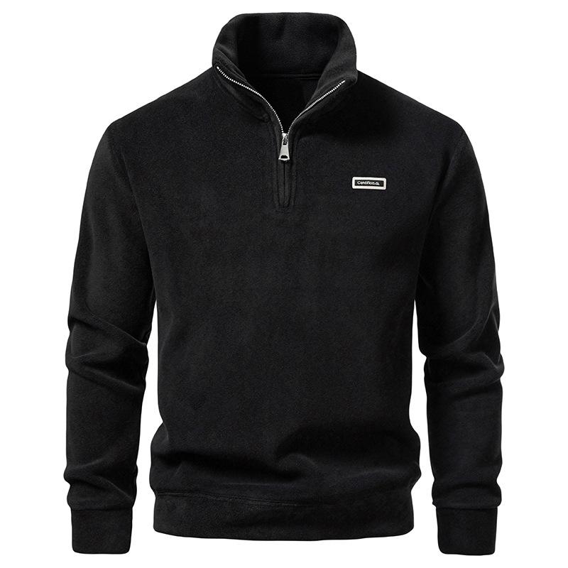 Men's Fleece Quarter Zip Sweatshirt Casual Stand Collar Long Sleeve Pullover For Daily Wear