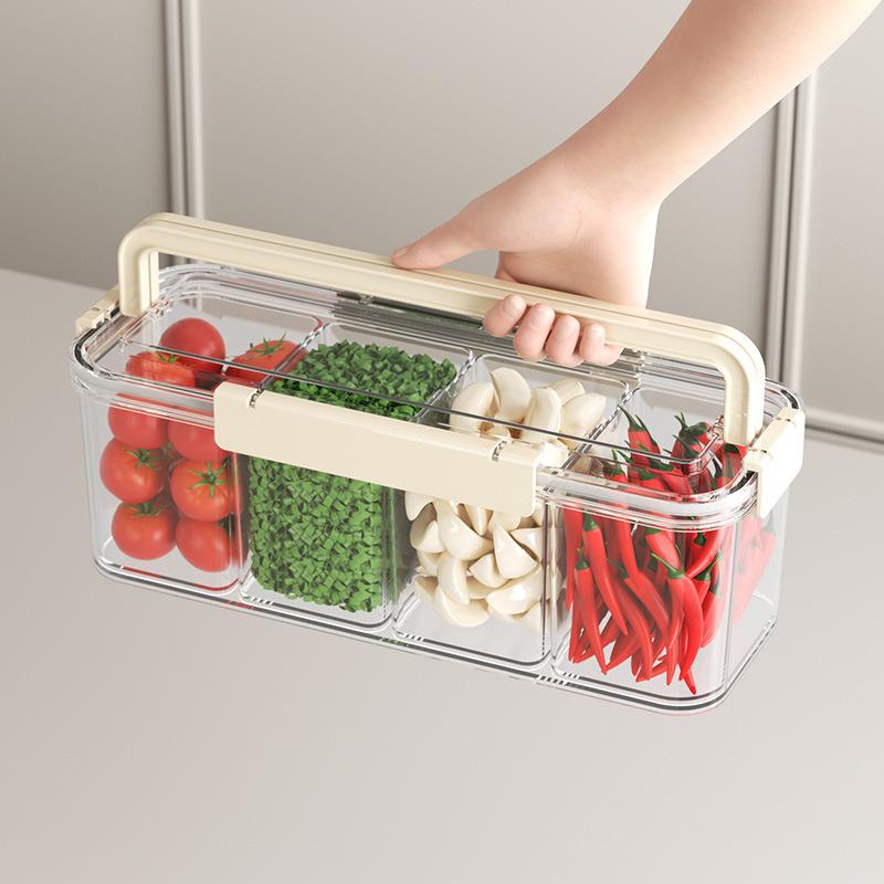 Kitchen scallion coriander storage box, refrigerator vegetable fresh-keeping box, portable food grade ginger garlic hanging noodles