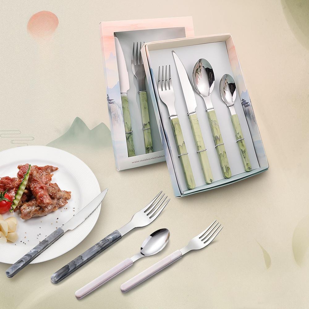430 Stainless Steel Knife and Fork Set Dune Series Bistro Western Tableware Steak Knife and Fork Dessert Spoon and Fork
