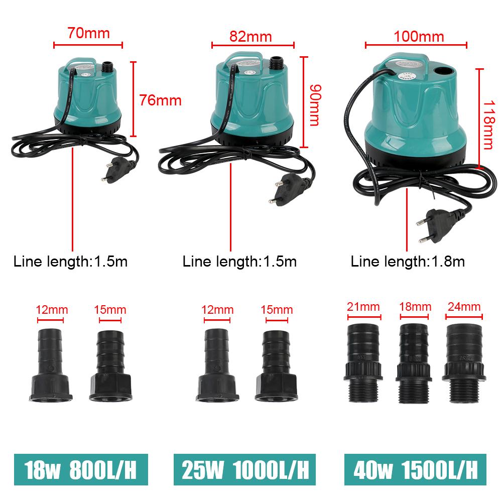 18W 25W 40W 800-1500L/H Aquarium Fish Pond Tank Spout Filtration Cleaning Quiet Submersible Water Fountain Pump
