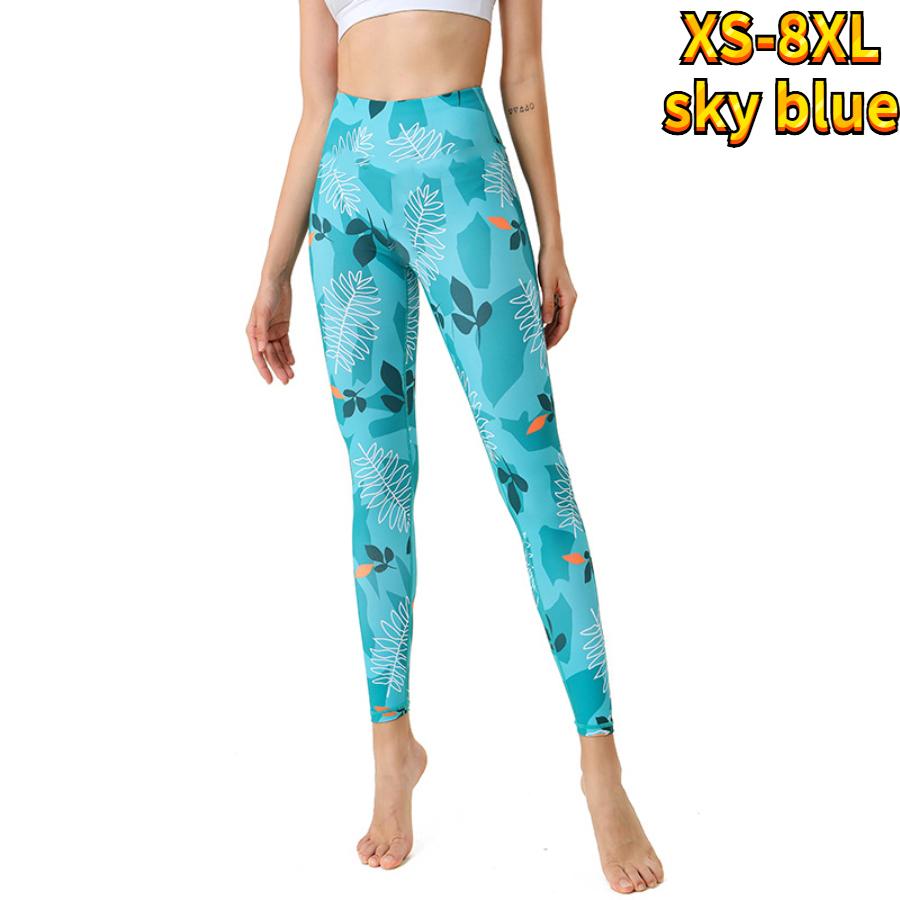 Womens Multi-color Feather Prints Stretch Yoga Leggings Fitness Running Gym Sports Active Pants