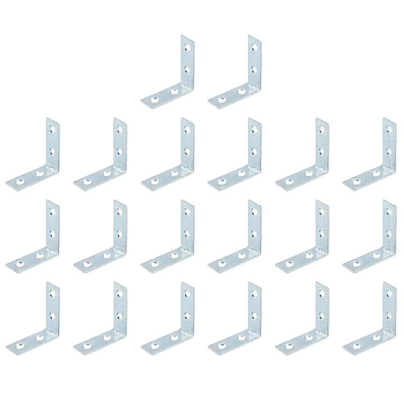 20pcs 90 Degrees L-Shaped Corner Bracket Metal Corner Brace Drawer Shelf Wall Bracket Fixing Right Angle Corner Brace