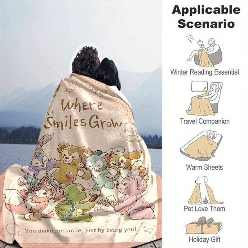 1pc, Duffy and Friends (12) Home Decor Flannel Blanket, Perfect Gift for Bedroom, Living Room, Travel, Camping, Car, Beach, Office Nap, Ideal Sofa Thr
