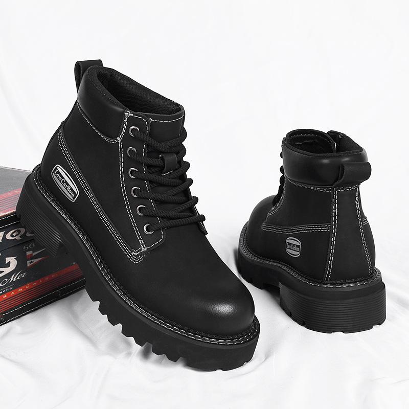 Inner heightening Martin boots men's 8cm winter new British tooling boots leather thick-soled beef tendon sole leather short boots men