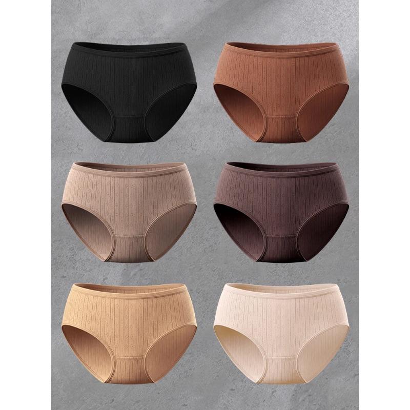 FINETOO 6 KUSŮ/SADA Dámské bavlněné kalhotky Pohodlné spodní prádlo Nízký pas Kalhotky Dámské spodní prádlo Sexy spodní prádlo Kalhotky XS-XXL Jednobarevné kalhotky