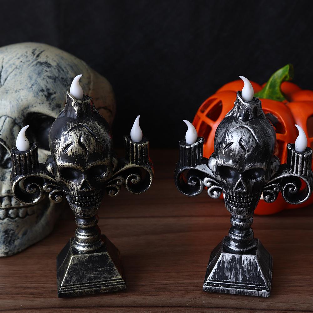 Halloween Skull Lantern Trio - LED Ghost Candle Holder Decoration