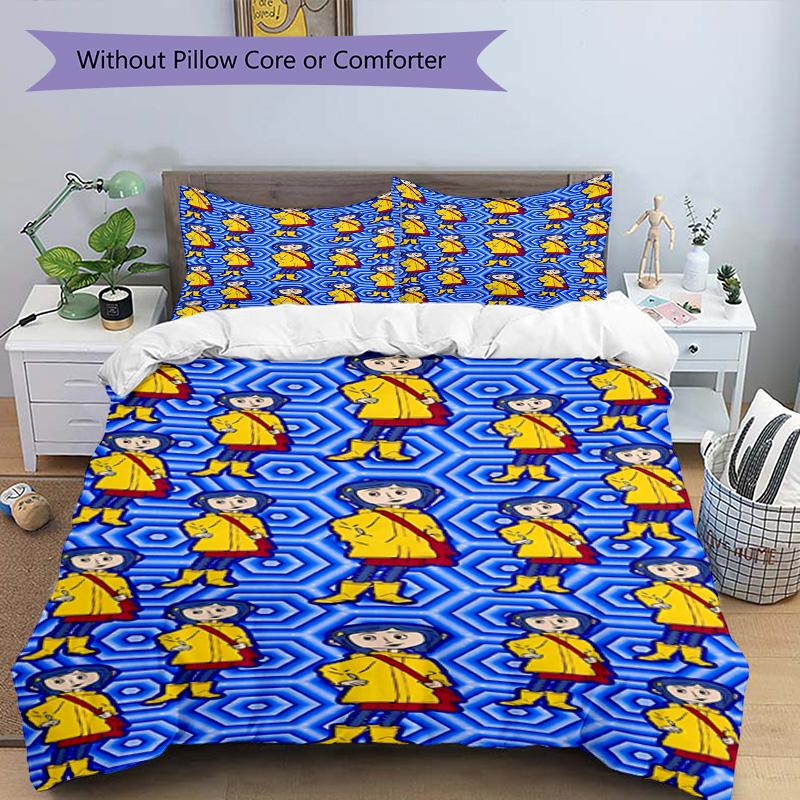 3pcs Duvet Cover Set (1*Duvet Cover + 2*Pillowcase, Without Core), Coraline Print Bedding Set, Bedroom Decor, All‑Season, Birthday Gift