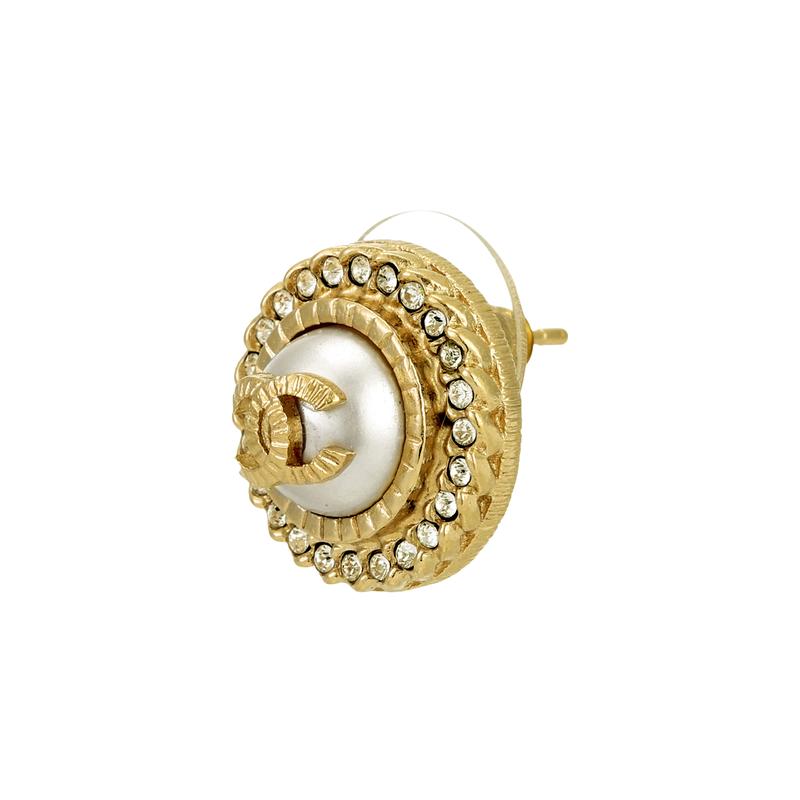 CHANEL round classic double C logo metal earrings for women