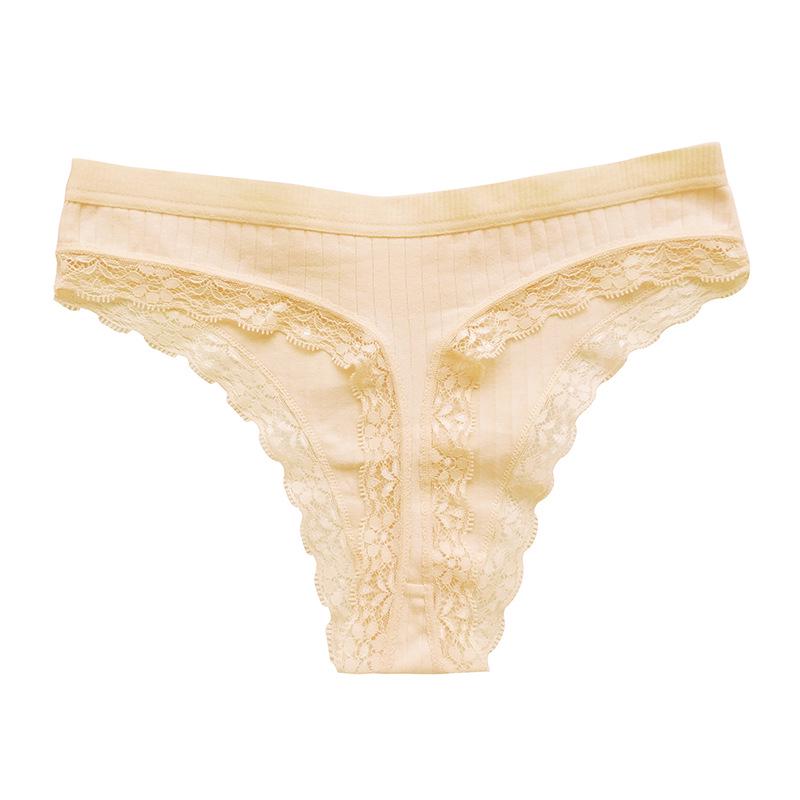 

European & American Burgundy Lace Thong - Pure Cotton Women s Sexy Panties Small