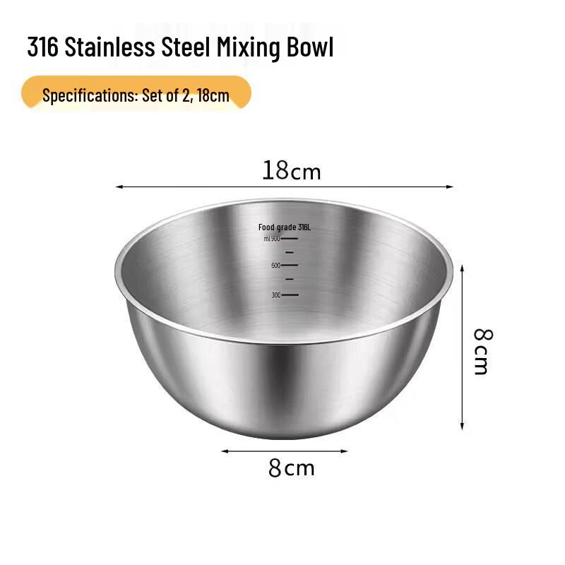 ZISIZ 316 Food-Grade Stainless Steel Salad Bowl
