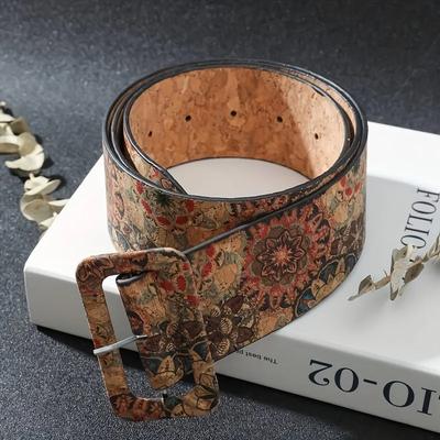 Bohemian Style Flower Belt - Multi-Color with Spliced Color PU Material Full Cover Pin Buckle & Versatile Jeans Accessories