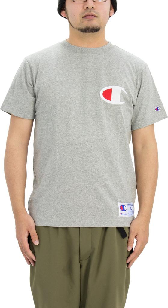 Champion Short Sleeve Classic Jock Big C Logo Oxford Size S Men's T-Shirt, Tag, Embroidery, Gray, (C3-F362)