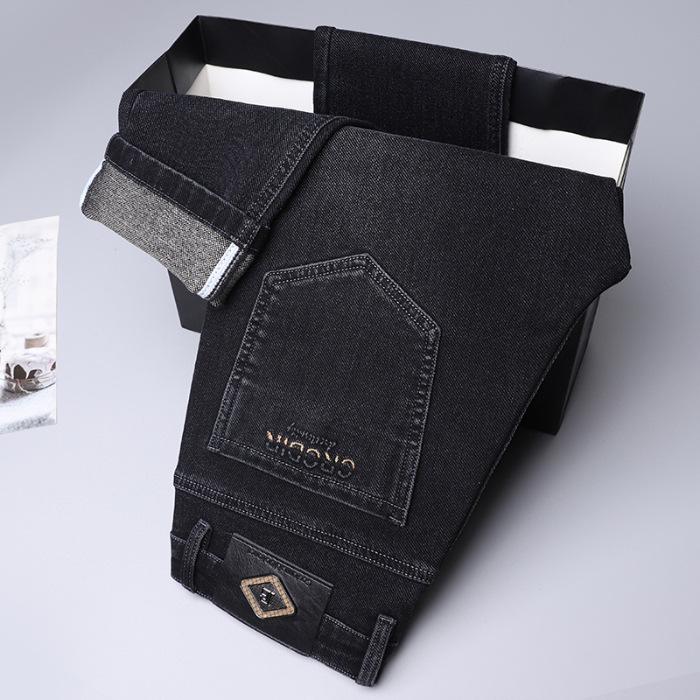 Autumn And Winter Plus Plush Thick/Regular Jeans Men'S Business Loose Straight Leg Pants Fashion Trend Casual Men'S Pants