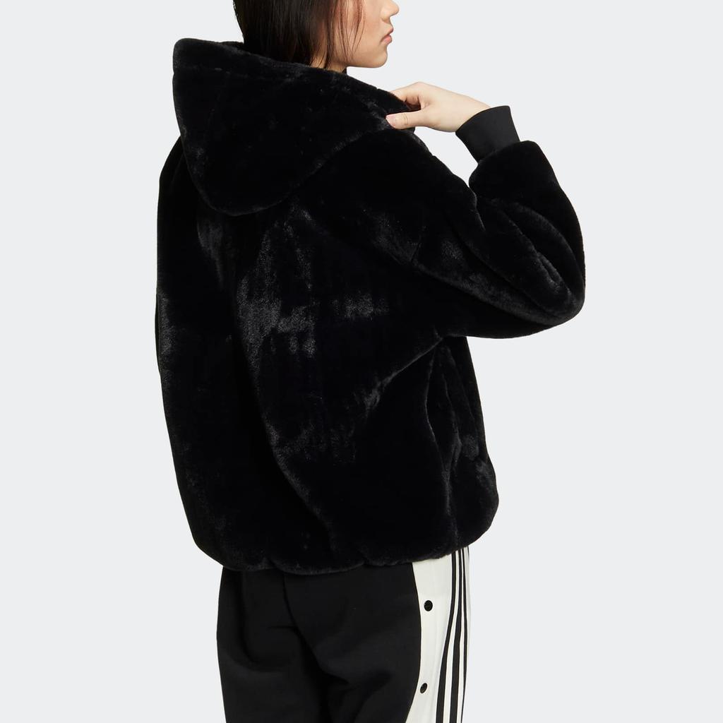 Adidas Originals Adibreak Fur Colorblock Patchwork Hooded Jacket Women Outerwear Black IC8130
