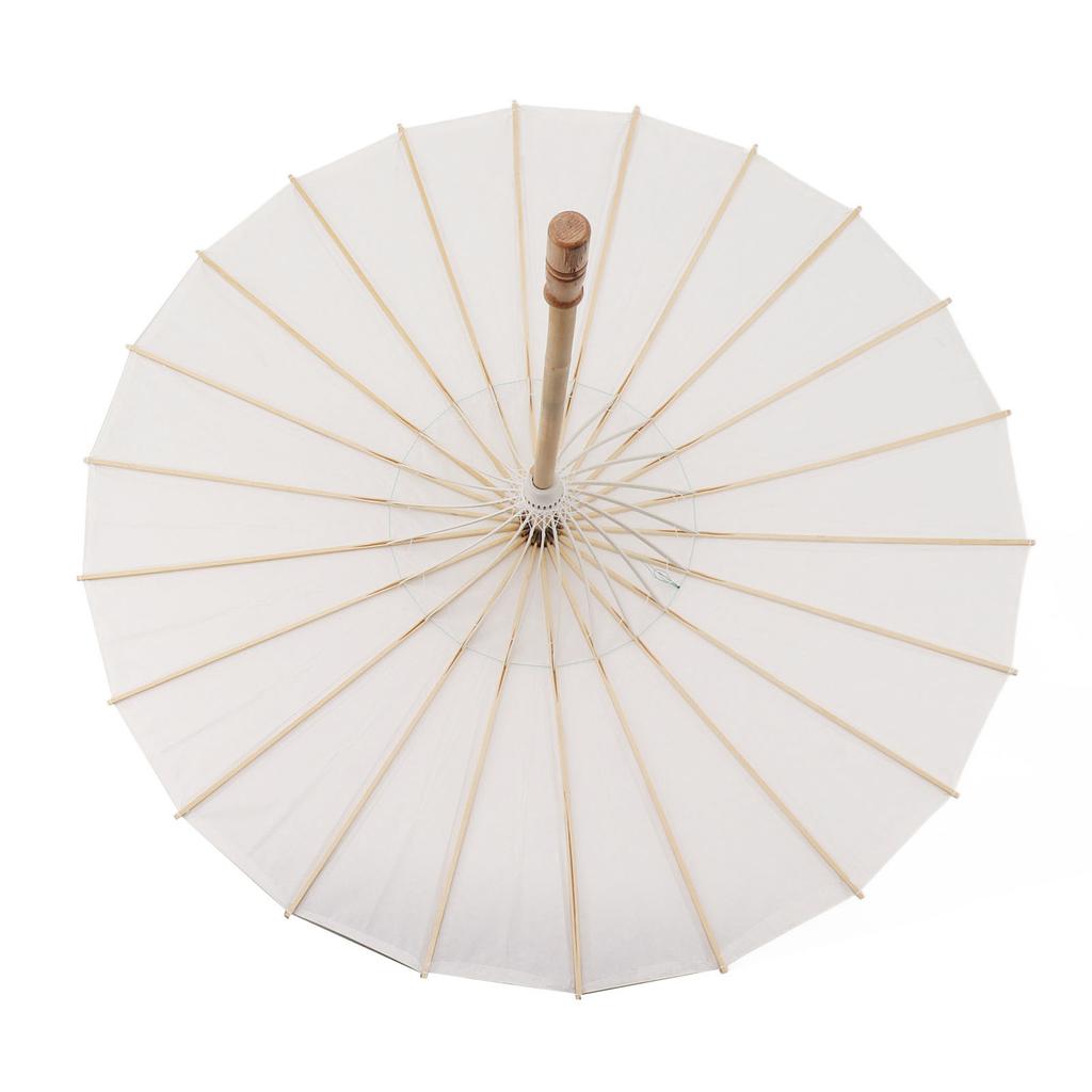 Papirparasoll for barn, bambus og papir i kinesisk stil, elegante hvite DIY-papirparaplyer for dekorasjon