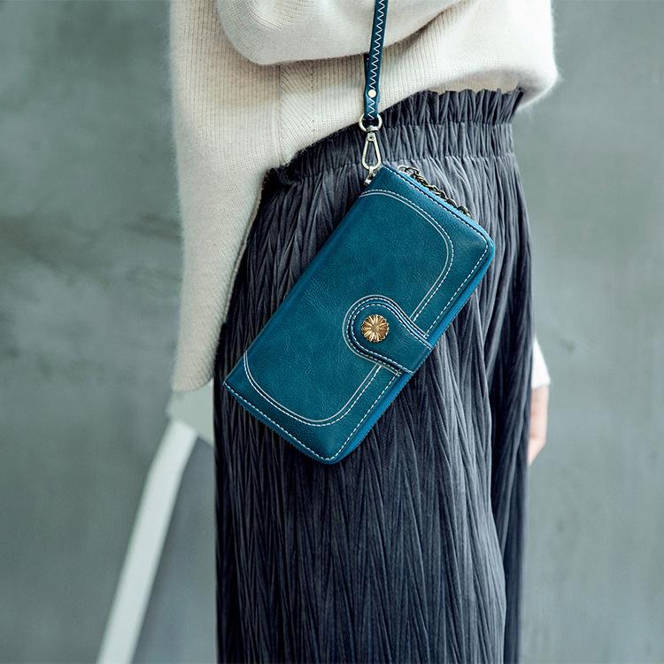 Frauen Brieftasche Vintage Kupplung Hohe Qualität Leder Weibliche Lange Brieftasche Retro Zipper Geldbörse Riemen Geldbörse