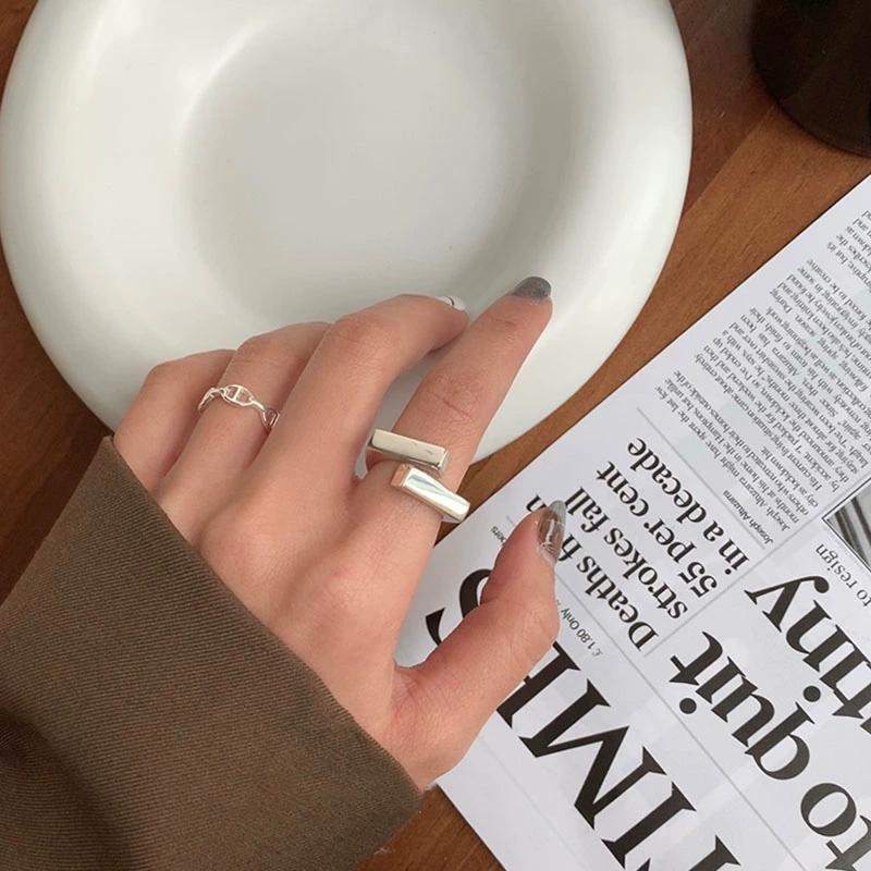 Handmade Open Vintage Ring Unique Simple Hypoallergenic Zircon Trendy Party Accessory for Women Stylish Finger Ring
