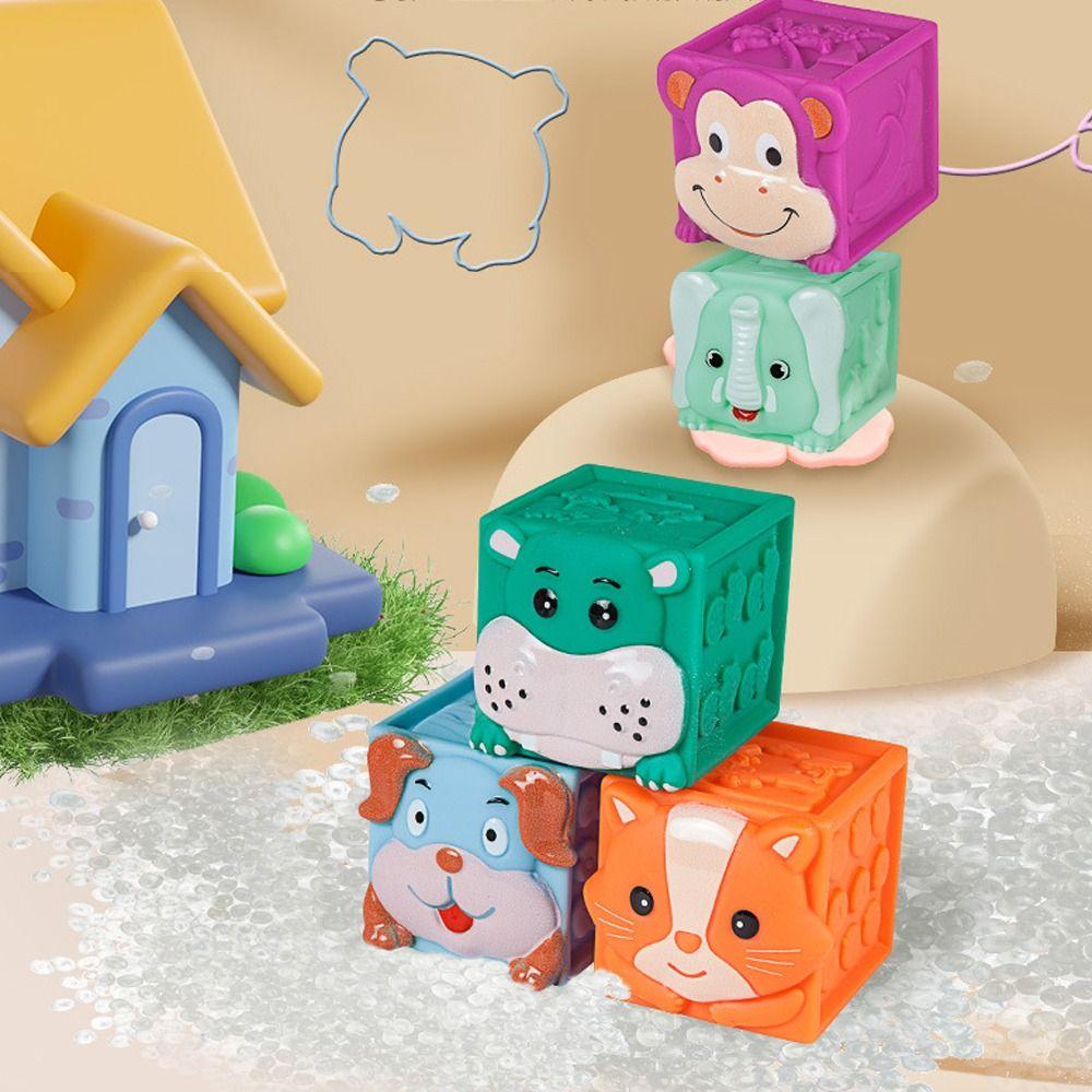 Building Blocks New 12Pcs Soft Rubber Animal Early Education High Temperature Resistance Can Bite Glue Puzzle Cognitive Toy