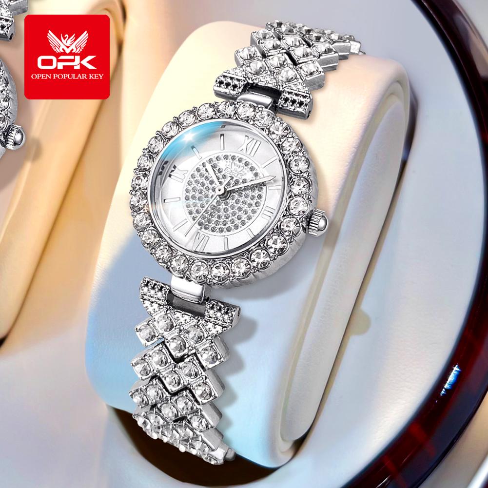 OPK 6053 Quartz Watch For Women Original Brand Waterproof Ladies Watches Elegant Luxury Fully Diamond Women's Dress Wristwatches