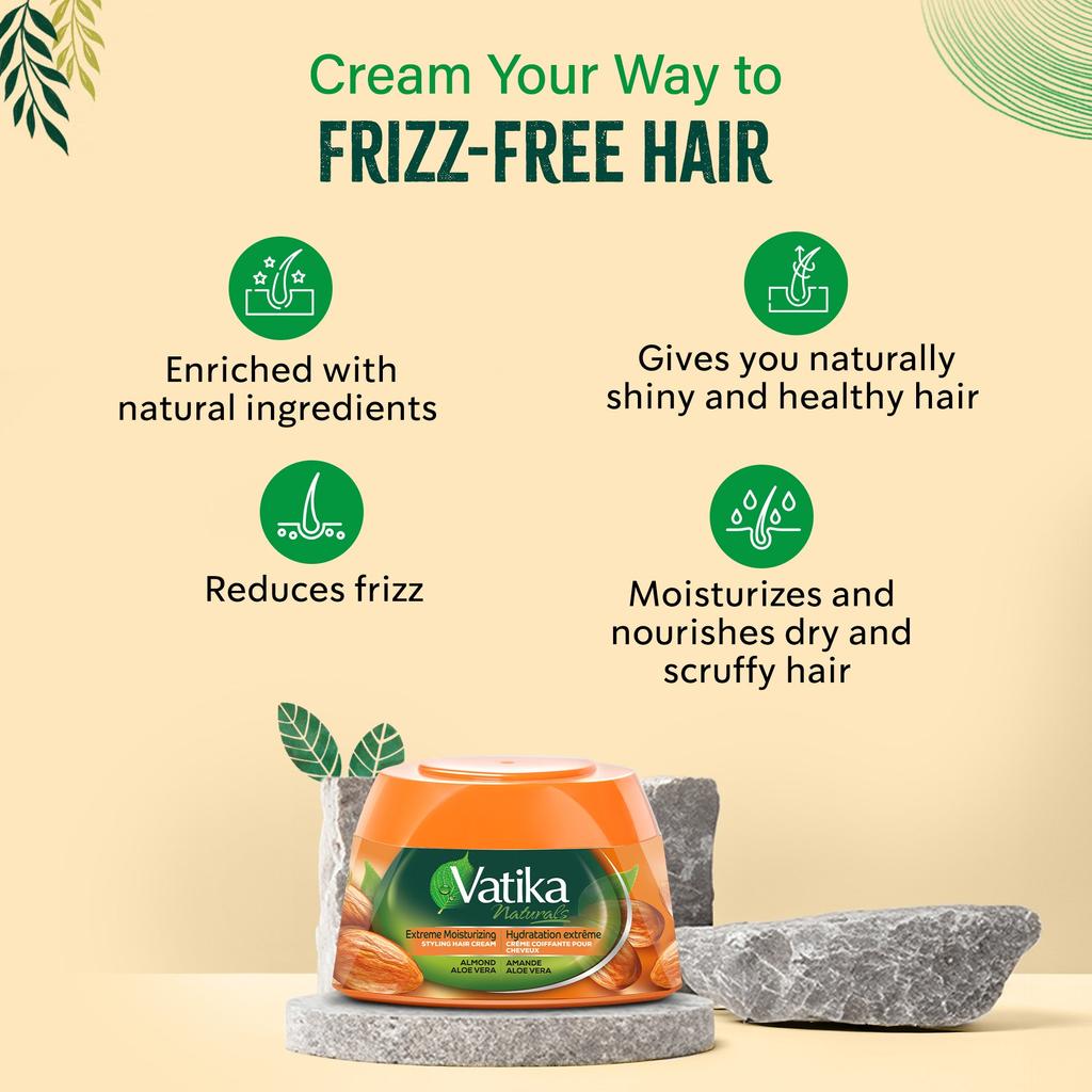 Crème coiffante 140 g à l'amande espagnole Hydratation extrême Vatika Dabur