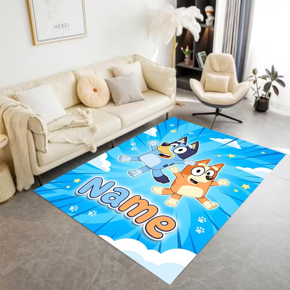 Beach Friends Adventure Personalized Text Floor Mat Perfect for Living Rooms Dormitory Game Room Balcony Anti-slip Rug Anime Office Decor
