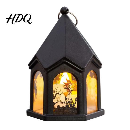 Gothic Spire Home Decor Halloween Pumpkin Lantern, House Shape LED Flickering Candle Light Party Souvenirs for Kids Party, Spooky Table Centerpieces,