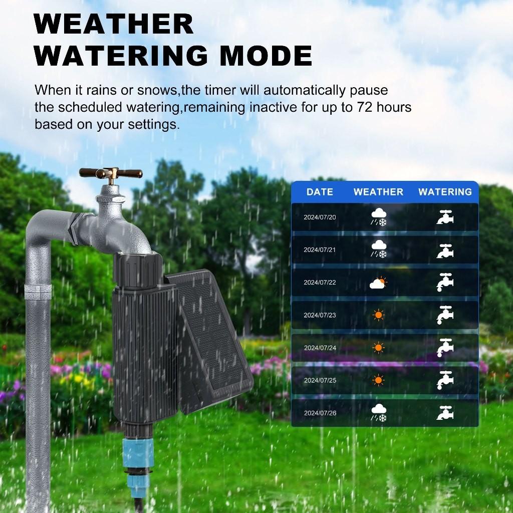 Solar Powered Wifi Hose Faucet Timer with Brass Inlet Wi-Fi Programmable Sprinkler Timer Smart Watering Timer