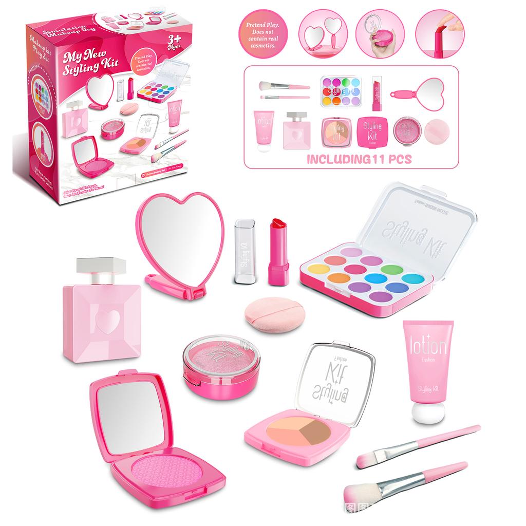 Girl Children Simulation Cosmetics Princess Makeup Lipstick Nail Play House Toy Set (Non-Smear)