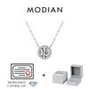 MODIAN 0.8 Carat D Classic Halo Moissanite Pendant Necklace 925 Silver Lab Diamond Wedding Jewelry For Women