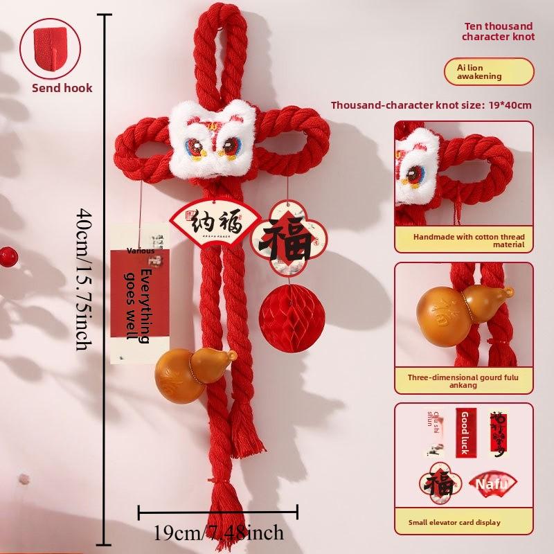 Spring Festival Chinese Knot 2026 Year of The Horse Wanzi Knot Joyful New Year Tassel New Year Door Handle Pendant