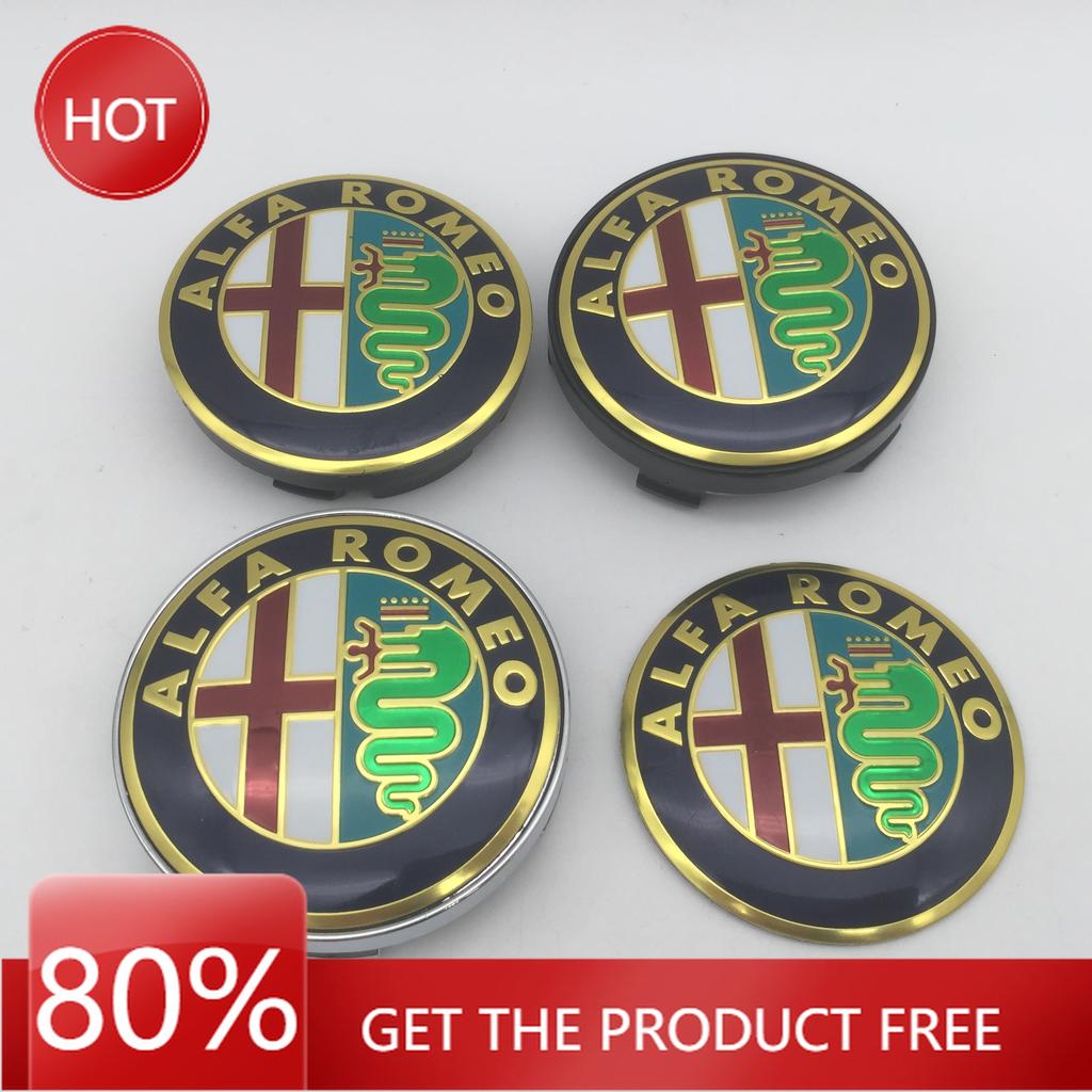 Hub Caps 4pcs 56mm 60mm 68mm ForAlfa Romeo 147 156 159 Car Wheel Hub Center Cap Emblem Badge Covers Sticker Decals Styling Acces YKLMN1