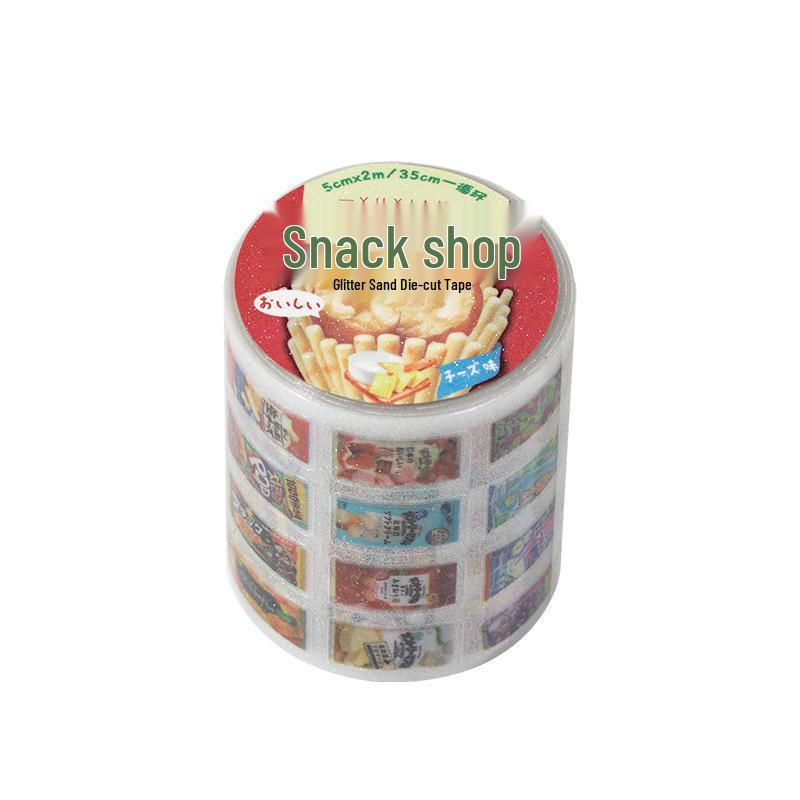 Yuxian Flash Sand Pet Tape: Showa Confectionery Series for Vintage Food DIY Journals and Collages.