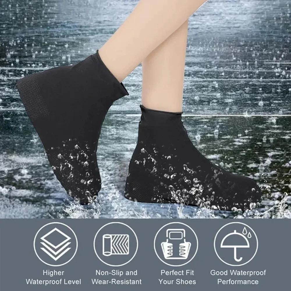 1 Pair Rubber Rain Boot Overshoes For Outdoor Use Silicone Waterproof Shoe Covers Rainy Day Shoe Cover Reusable Non-Slip Rain