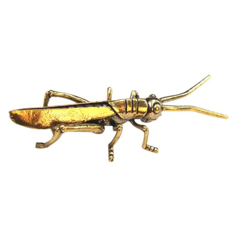 Brass Locust Copper Craft Home Decor Tea Pet Grasshopper Vintage Collectible Antique Handheld Gift