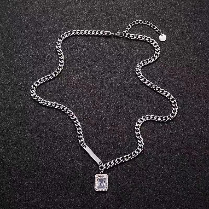 Titanium steel necklace men's trendy Cuban chain men's pendant niche chain girls sweater chain jewelry women