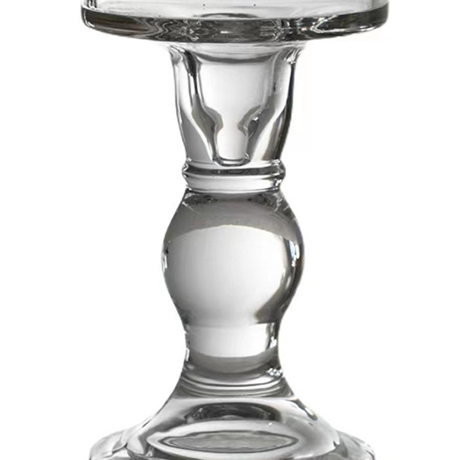 Roman Column Crystal Glass Candlestick: Retro Ornament for Romantic Candlelight Dinners and Photo Props.