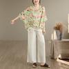 Short sleeve Oversized vintage floral Casual loose t shirt tops Women summer t-shirt