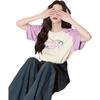 TonLion Women's 2025 Summer Raglan Sleeve Front Print Short Sleeve T-Shirt