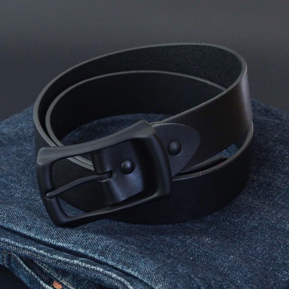 [KOGUMA BELT] Enjoy the Black of Your Belt - Tochigi Leather, Made in Japan, Vegetable-Tanned Leather, Black, Buckle, Men's & Women's, Cowhide
