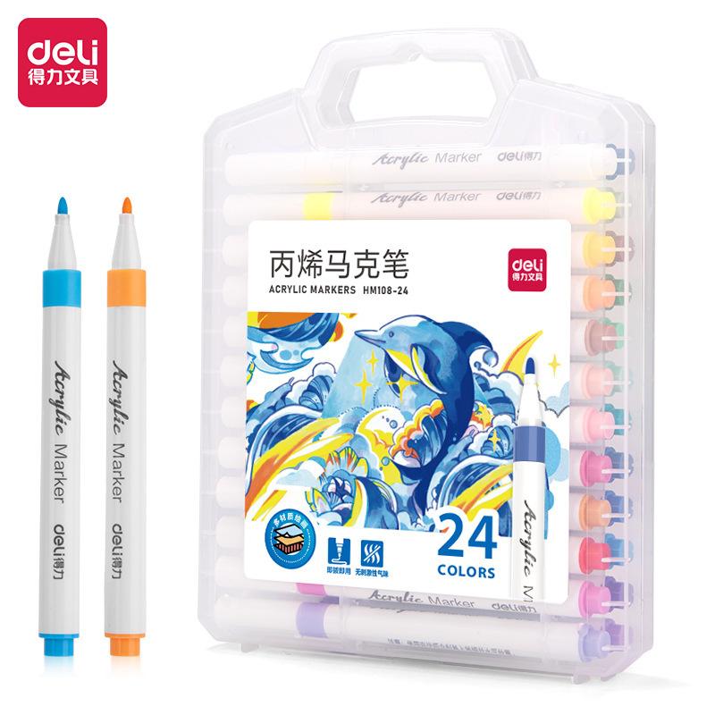 Deli HM108 Student Special Color Pen Acrylic Marker Set with Plastic Material for Acrylic Paint