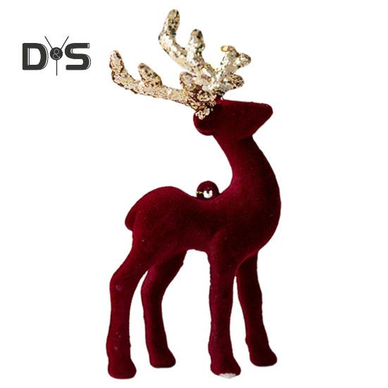 

Рождественская фигурка оленя, сверкающие украшения в виде оленей, украшение для дома в виде лося на рождественскую елку, двери, окна, декор вино красного