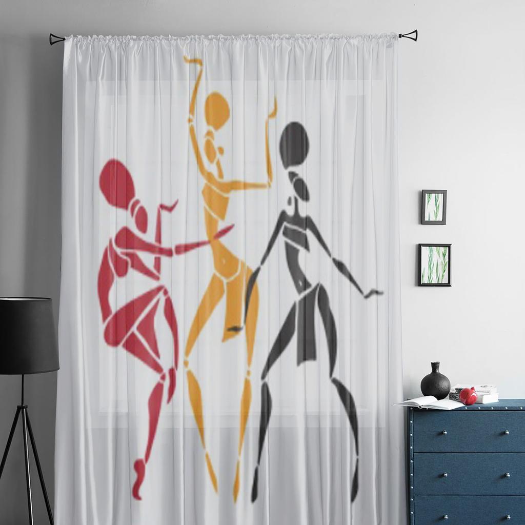 African Beautiful Women White Tulle Sheer Curtains for Living Room the Room Bedroom Kitchen Decoration Voile Organza Curtains