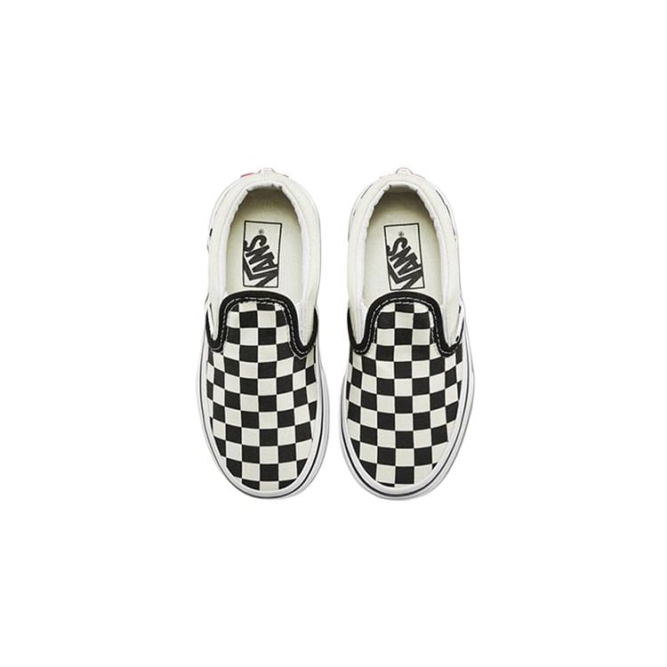 Vans CLASSIC SLIP on Canvas Breathable Low top Kids' Skateboarding Shoes Black White Checkerboard VN000ZBUEO1