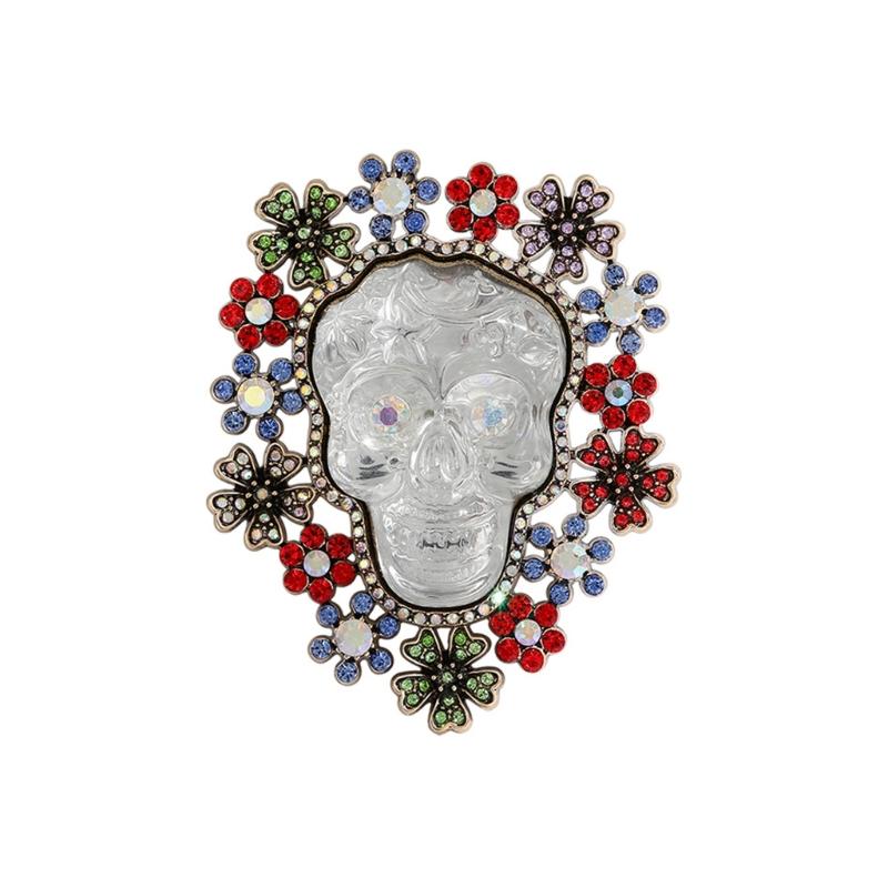 

Versatile Skeleton Pin Sturdy Metal Jewelry With Sparkling Stones For Everyday Wear Halloween Celebration 1