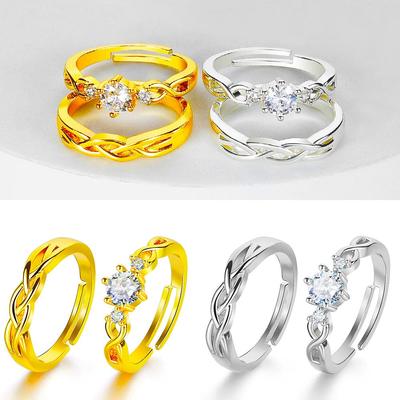 2022 Neue Mode 2-teiliger Ring Luxus Diamant Ring Set Unisex Öffnung Einstellbar Exquisite Geschenk Ring Set Kombination
