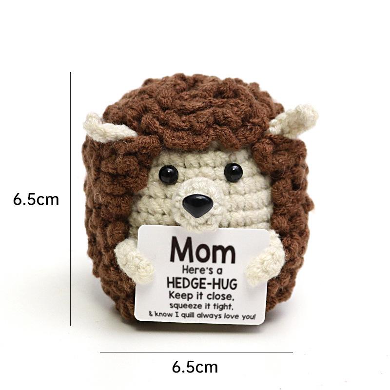 Positive Crochet Dog Doll With Affirmation Card Home Room Decoration Funny Handmade Plush Wool Doll Ornaments Christmas Gifts