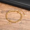 Initials Rope Chain Bracelets for Men Boys,Alphabet A-Z 26 Letters Stainless Steel Chain Link Wristband,Character Jewelry Gifts