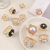 Flower Scarf Ring Faux Pearl Rose Camellia Silk Scarf Clip Elegant Floral Slide Buckle for Silk Scarves T-shirt Shawl