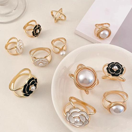 Flower Scarf Ring Faux Pearl Rose Camellia Silk Scarf Clip Elegant Floral Slide Buckle for Silk Scarves T-shirt Shawl