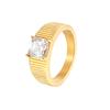 Ins Same Titanium Steel Ring Striped Single Square Zircon Ring Women's Ring